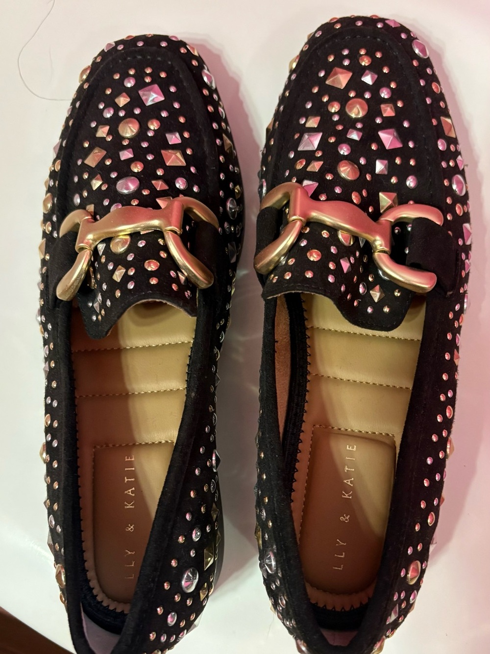 Kelly & Katie Black Studded Loafers with Mixed Metal Accents - Picture 2 of 6